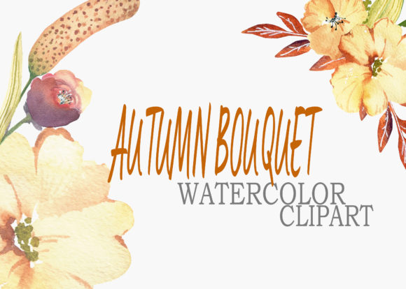 Autumn Bouquette Watercolor Clipart and Illustrations