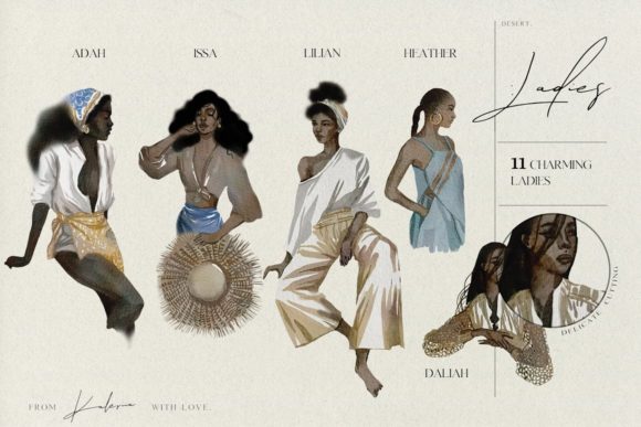 Beautiful African Ladies in Watercolor Illustrations