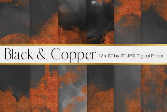 Black Watercolour and Copper Paper Illustrations