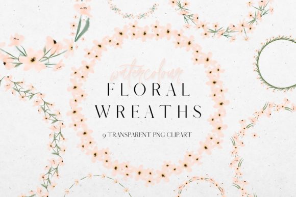 Blush Pink Watercolour Flower Wreath Illustrations