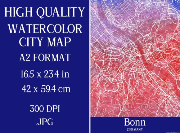 Bonn Germany Watercolor City Map Illustrations