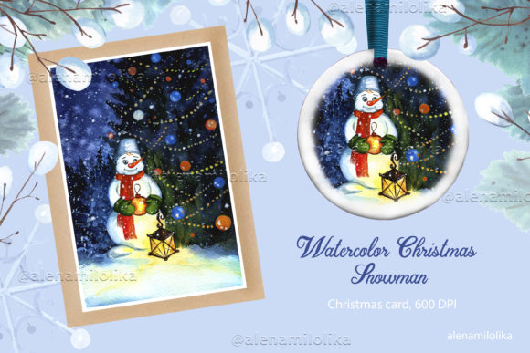 Christmas Watercolor Cute Snowman Illustrations