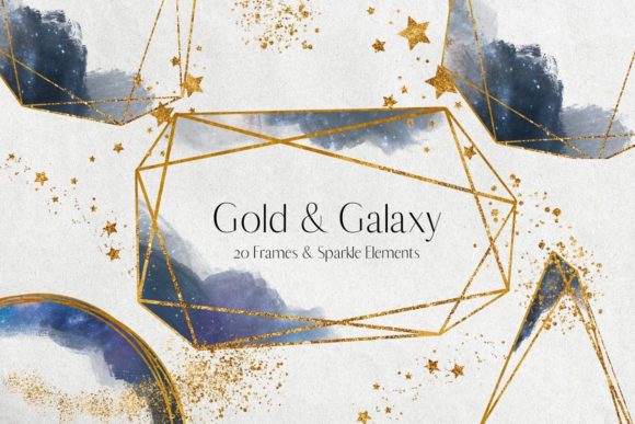 Gold Glitter and Galaxy Watercolour Fram