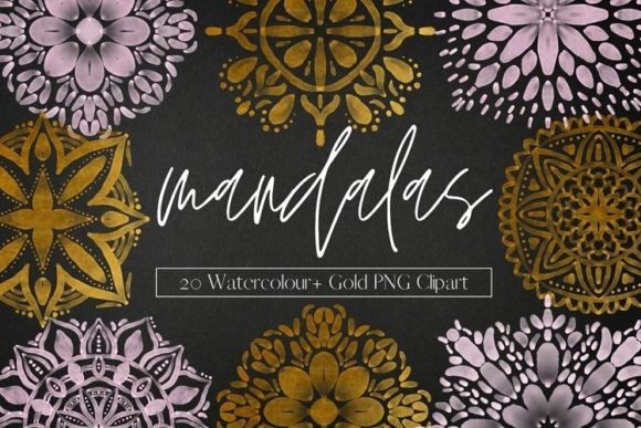 Pink and Gold Watercolour Mandala Illustrations