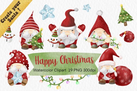 Santa Watercolor Christmas Clipart Png