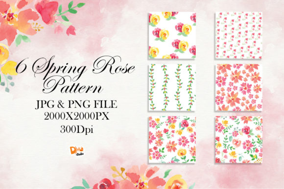 Spring Rose WaterColour Pattern for Illustrations
