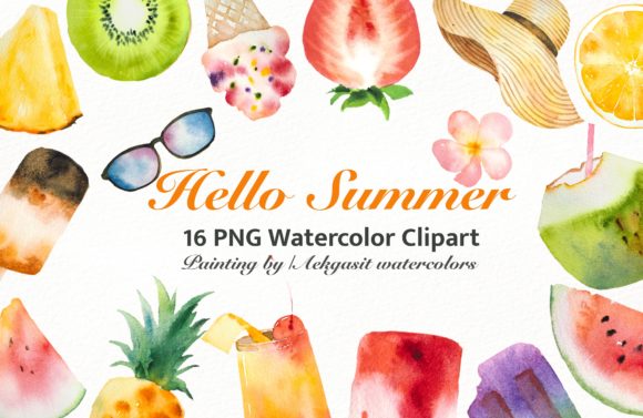 Summer Watercolor Illustration and Illustrations