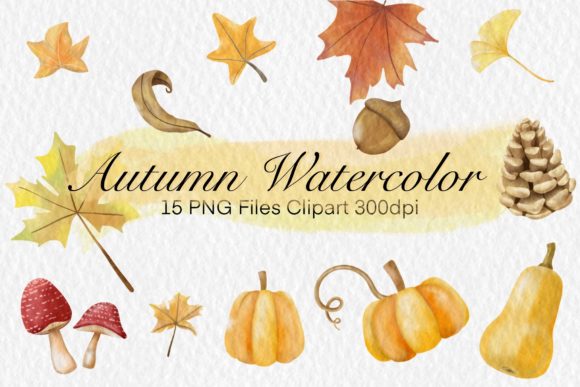 Watercolor Autumn Clipart, Leaf Fall Png
