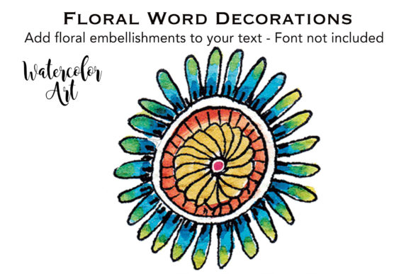 Watercolor Flower Blue Green Daisy Illustrations
