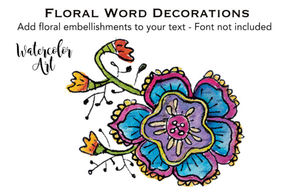 Watercolor Flower Blue Yellow Buds Illustrations