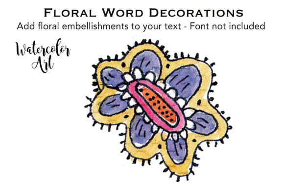 Watercolor Flower Purple and Blue Illustrations