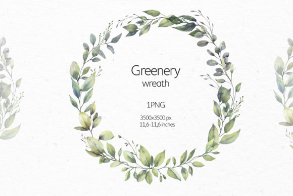 Watercolor Greenery Wreath Illustrations