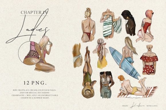 Watercolor Portraits Set - Summer Ladies Illustrations
