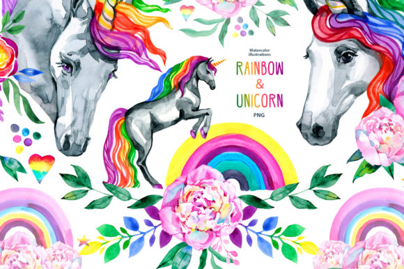 Watercolor Rainbow Unicorn
