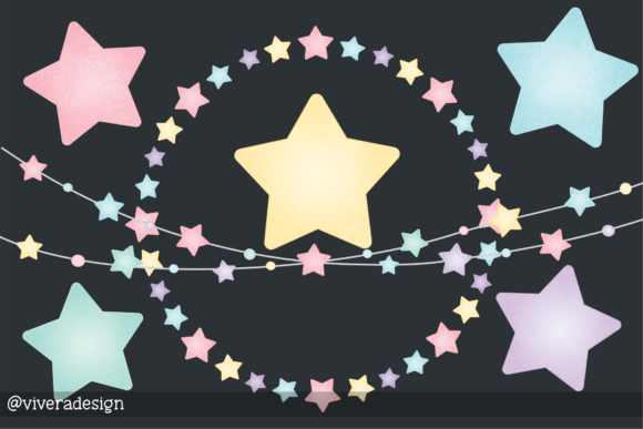 Watercolor Stars in Pastel Colors Illustrations
