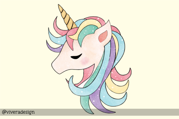 Watercolor Unicorn Head Illustrations