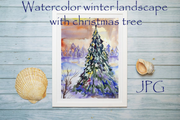 Watercolor Winter Christmas Tree Illustrations