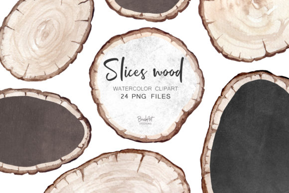 Watercolor Wood Slices & Illustrations