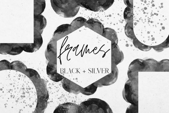 Watercolour Black and Silver Frames Clip for Illustrations